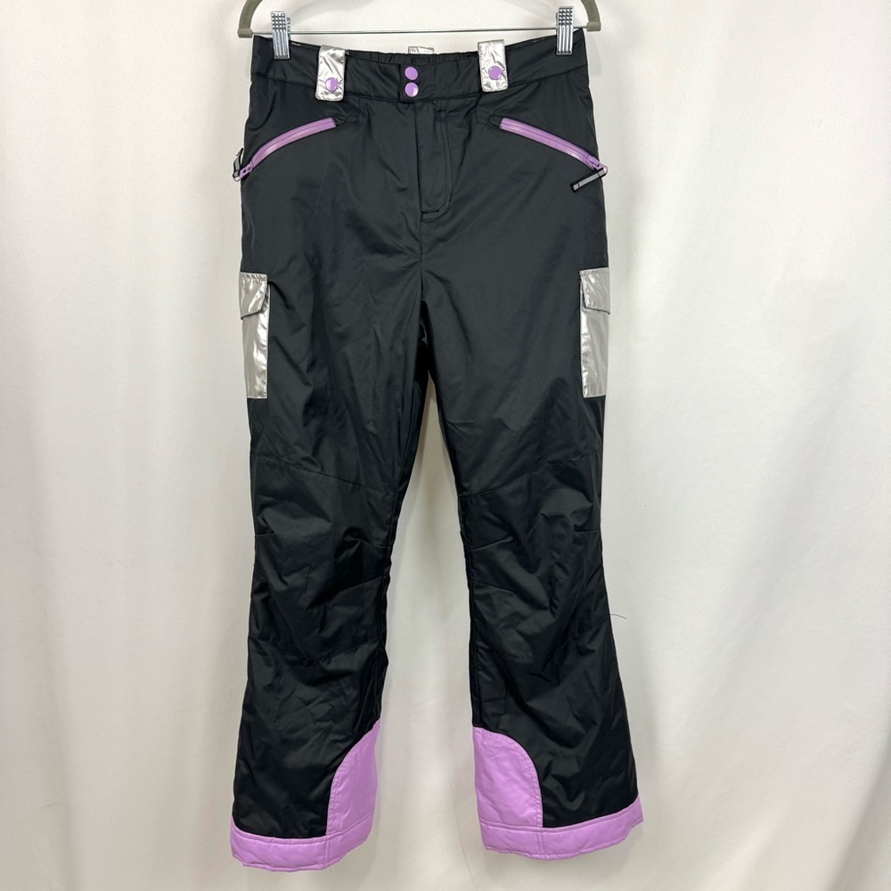 NEW Garnet Hill Kids Girls size 14 go ahead grow ski snow pants Black Purple
